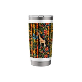 Savanna Splendor: Giraffes Among the Blooms Stainless Steel Insulated Tumbler