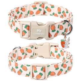 MR.CHUBBYFACE Easter Dog Collar, Cute Carrot Print Dog Collars,Soft Durable Adjustable Colorful Carrot Pet Collar, Cute Easter Collar Gifts for Small Medium Large Dogs