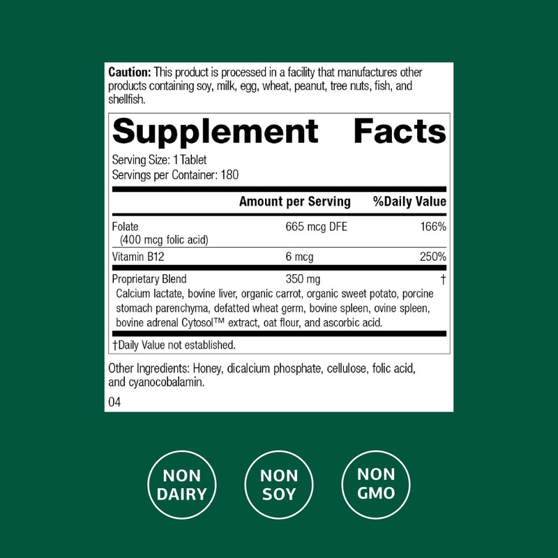 Standard Process Inc. Folic Acid B12-180 Tablets