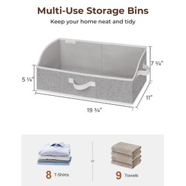 StorageWorks Closet Storage Bins, Trapezoid Organizer Box for Shelves, Fabric Clothes Bin, Foldable Organizing Baskets with Handles, Jumbo, Gray, 3-Pack