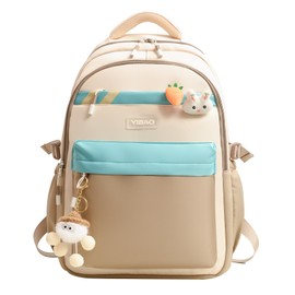 Amythe School Backpack Girls Teenagers 2025 Backpack School High School School Bag Kawaii High Level for 15.6 Inch Laptop School Bag Casual Travel 22L-6009, Khak, Rucksack Backpacks