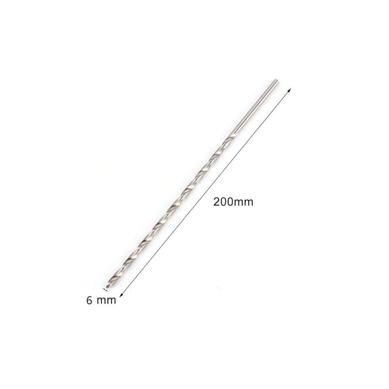 Spiral Drill Bit 6 mm, HSS Extra Long 200 mm