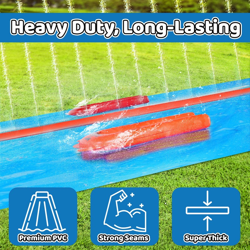 JAMBO 40FT Mega Slip Splash and Slide with 2 Bodyboards