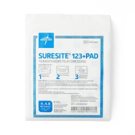 Medline Suresite 123+ Pad Transparent Dressings 4" x 4.8"