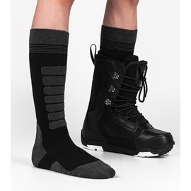 KEECOW Merino Wool Ski Socks for Men & Women 2 Pairs, Thermal Warm Socks for Winter Snowboarding Hunting Outdoor - Knee-high (Large, multicolor01 (Black, Blackblue))