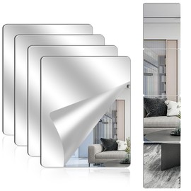 Acrylic Wall Mirrors Full Length,8 x 8 Inch Self Adhesive Frameless Small Mirror Tiles, Flexible Plastic Mirror Sheets for Bedroom Home Gym Door (6 * 9 inch)