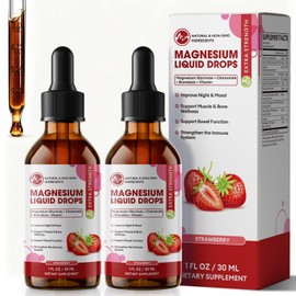 Magnesium Glycinate Supplement, Magnesium Liquid Drops, 1 Fl Oz (Pack of 2)