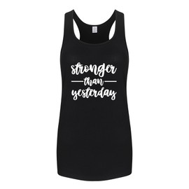 FANNOO Workout Tank Tops for Women-Womens StrongerThan Yesterday Funny Saying Racerback Sleeveless Yoga Shirt Black