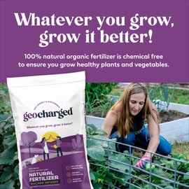 Geocharged Organic Fertilizer Biochar Activated with Chicken Manure Indoor Outdoor Plant Food, Kid and Pet Safe, No Odor for Soil, Flowers, Potted Plants, Raised Beds, Vegetable Garden, Compost, 4 oz