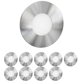 ledscom.de LED stair light, FEX stair light for indoor and outdoor use, round, stainless steel, 85 mm diameter, warm white, 10 pieces