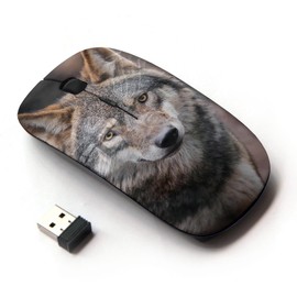 KOOLmouse [ Optical 2.4G Wireless Mouse [ Wolf Wild Dog Brown Forest Fairytale Eyes ]