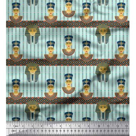 Soimoi Japan Crepe Satin Fabric Stripe & Egyptian Women Decor Fabric Printed metre 42 Inch Wide