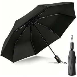 Paraguas Plegable Automático con Hebilla de Anillo, Paraguas Grande de Plegado Invertido con Con 8 Varillas Reflectantes, Sombrillas para Lluvia para Hombres y Mujeres