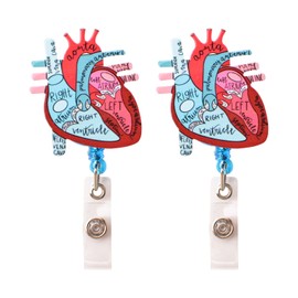 URROMA Red Heart Badge Reel with ID Card Clip, 2 Pcs Retractable Reel Badge ID Card Holder Retractable Reel Badge ID Card Holder for Nurses Office Teacher