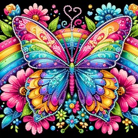 MXJSUA Rainbow Butterfly 5D Special Shape Diamond Painting Kits for Adults and Beginners, Crystal Rhinestone Special Shaped Diamond Art Painting Kits for Home Wall Decor Gift 30x30cm