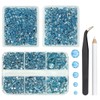 qiipii 3 Boxes 5070PCS Light Blue Resin Crystal Rhinestones for