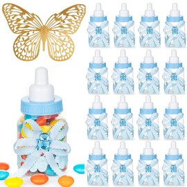 Baby Shower Bottles, 48Pcs Mini Boy Baby Shower Favors Candy Bottle for Newborn Baby Baptism Party, Baby Shower Party décor (Blue, 48)