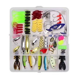 101-Piece Fishing Lures Accessories Set, Mixed Tackle Fishing Lures Hooks Fishing Accessories Kit Set with Storage Box, Metal Fishing Bait, Spinner Bait, Fish Green Tackle