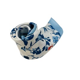 Handkerchief, men's pocket, silk square scarf, blue flower and bird pattern, oriental art