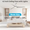 TAVZAKE Ceiling Fans with Lights, 42 inch Low Profile Ceiling