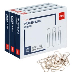 deli Jumbo Paper Clips Nonskid, 300 Large Paper Clips, 3 Boxes of 100 Each, Silver