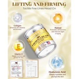 3% Retinol Cream Face Moisturizer, Anti Aging Neck Firming Cream with Collagen, Day & Night Face Cream with Hyaluronic Acid, Lifting & Tightening Wrinkle for Women & Men, 1.7 FL OZ, 3PC