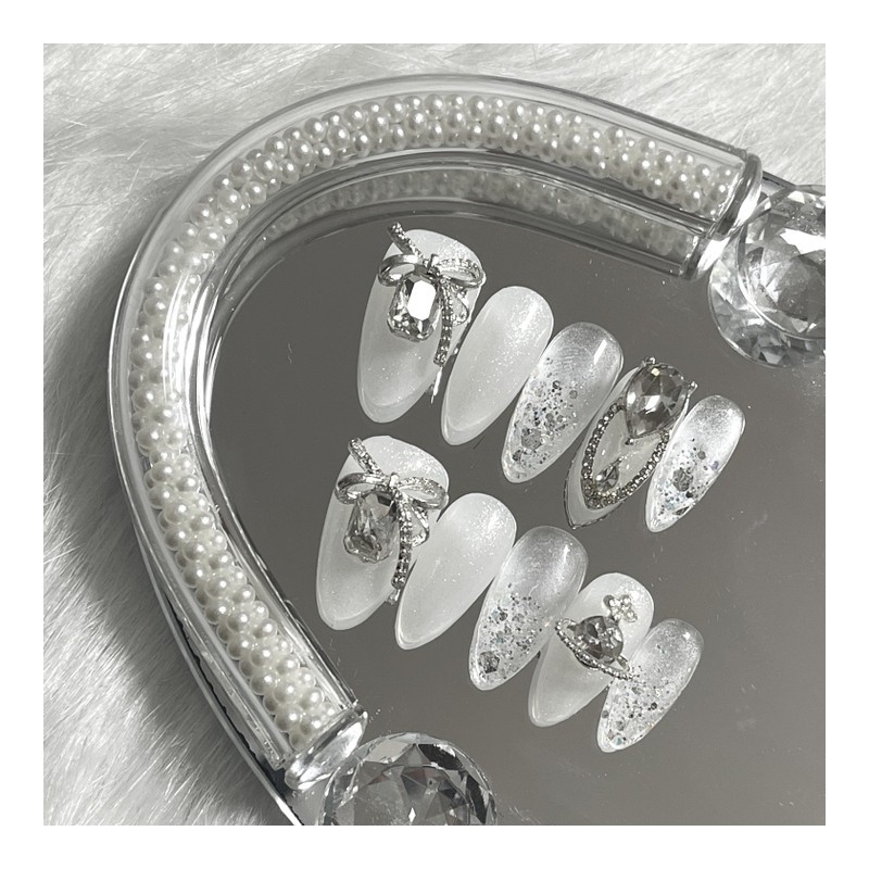 3+1 Clean Shimmer Handmade Nail Tips - Midi Long Oval