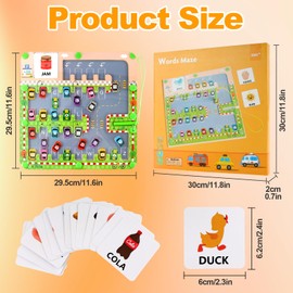 GOTRUST Magnet Alphabet Maze, Montessori Letter Maze Puzzles, Alphabet Matching Board, Wooden Alphabet Learning Toys for 3 4 5 6 Year Olds Boys Girls Toddler