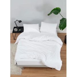 Venice Home 100% Cotton Jersey Duvet Cover Set - Extra Soft - Easy Fit - 3 Piece Set - All Season - Comfy - 3 pcs (White, Twin/Twin XL)