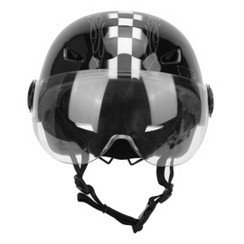 RNOX Breathable Helmet Adjustable Men Women Protective Head Gear for Motorcycle Bicycle Riding(Black White Transparent Lens )