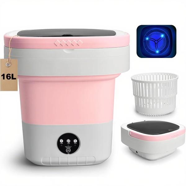 Portable Washing Machine, 16L Collapsible Mini Washer with UV-C Light