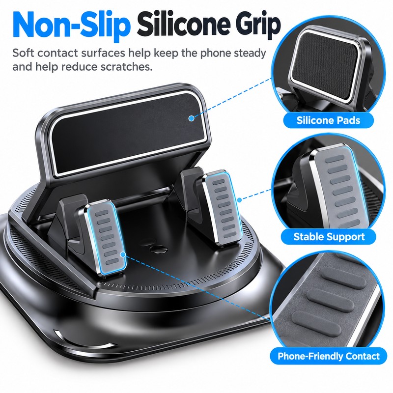 Universal Dashboard Phone Holder for Navigation – Non-Slip Silicone 360°