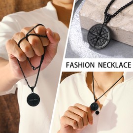 L.Karden Necklace for Men/Women 316L Stainless Steel Compass Pendant Necklaces Mens Jewellery Gift for Him Boyfriends Birthday Anniversary Valentines Day Gifts for Father Husband 50CM