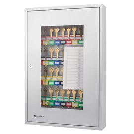 BARSKA CB12950 Key Lock 50 Position Key Cabinet with Glass Door Grey, Gray, 15" x 3" x 21.75"