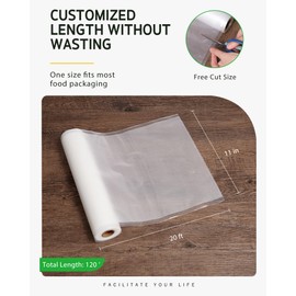 Syntus Vacuum Sealer Bags for Food, 6 Rolls 11" x 20' Commercial Grade Bag Rolls, BPA Free Food Vac Bags for Storage, Meal Prep or Sous Vide