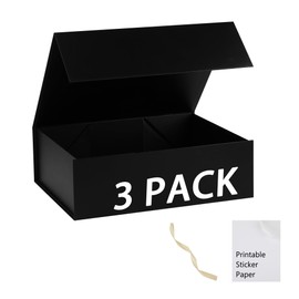 MUMUPACK Black Gift Box,16x14x5.3 Large Gift Boxes With Lids For Presents Includes Ribbon And Diy Printable Sticker Paper,Bridesmaid Proposal Box,Magnetic Gift Box For Birthday,Wedding,Graduation
