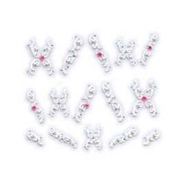 Pink Faux Acrylic Floral w/Rhinestone Nail Stickers/Decals