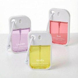 Dansib Set of 3 Power Mist Hydrating Hand Sanitizer Spray Bulk with Keychain Travel Size Refreshing Hand Sanitizer 1.35 Fl. oz Compact Card Spray Bottle Rose Lavender Vanilla Scent for Friends Gifts