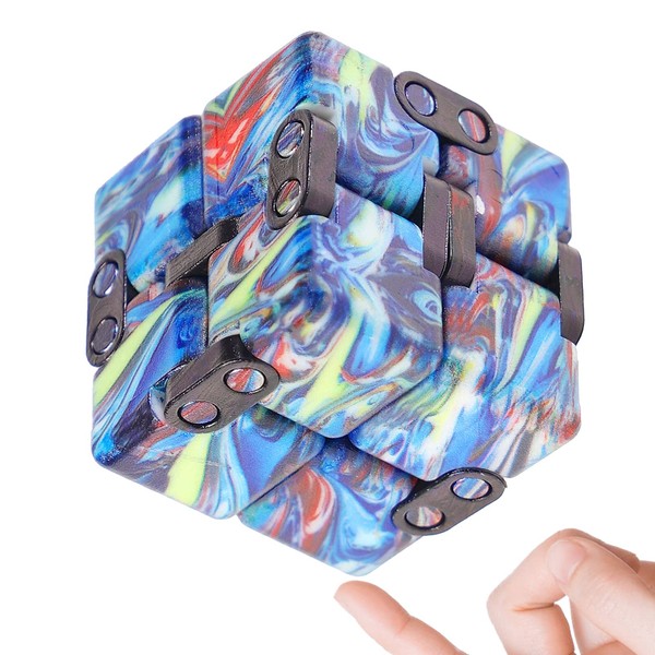 Aionly Infinity Cube, New Upgradedm Mini Infinity Cube Fidget Toy,Smooth Turn and Fast Play Infinite Cube for Adults/Kids,Killing Time and Anxiety Relief Reduction Educational Toys (blue white)