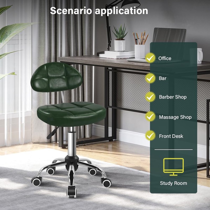 BFTOU Square Minimalist Swivel Stool with Wheel for Work SPA