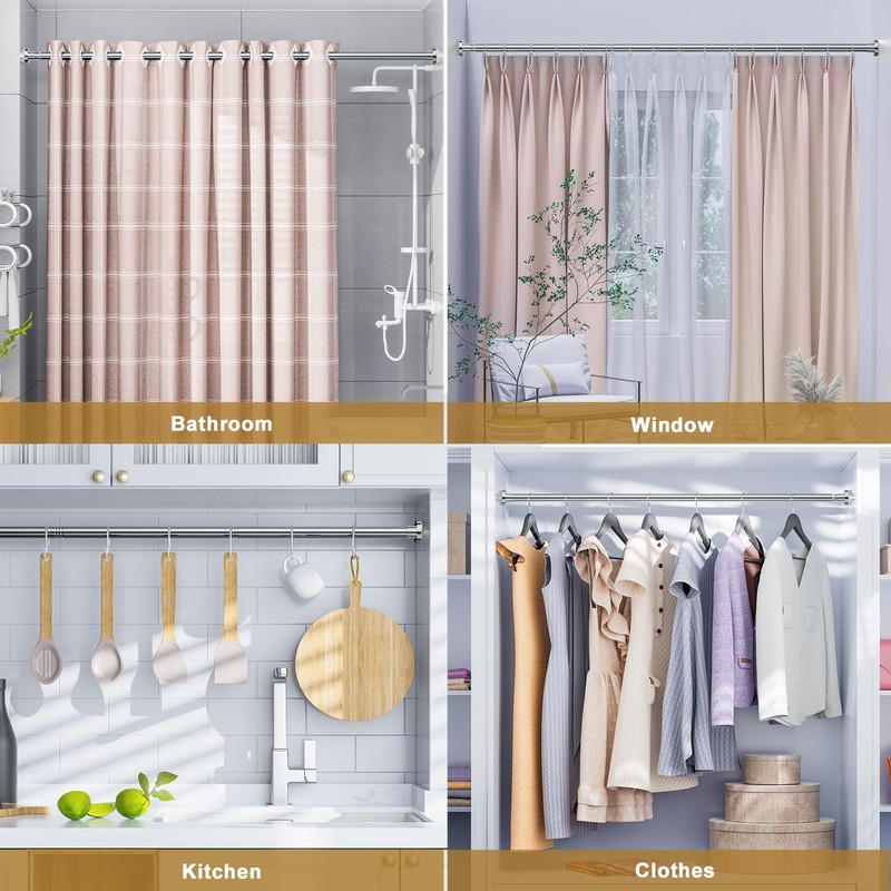 Ausemku Shower Curtain Rod 26-76 Inch Adjustable - 0.85 Inch