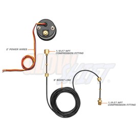 GlowShift White 7 Color 35 PSI Turbo Boost Gauge Kit - Includes Mechanical Hose & Fittings - White Dial - Clear Lens - for Car & Truck - 2-1/16" 52mm