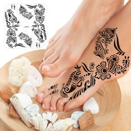 Henna Tattoos black instep Temporary Tattoos sticker Waterproof Body Art Long Lasting Stickers for Women Festivals Wedding Masquerade Party Decorations Design