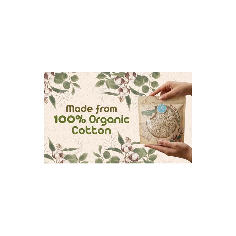 Esponja Baño Orgánica Algodón Orgánico Corporal Natural Ultrasuave Ducha Exfoliante