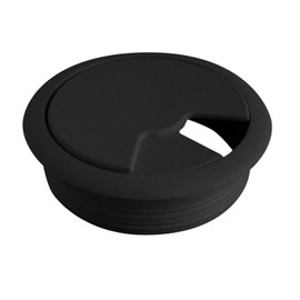 DOJA Barcelona Cable grommets, black, 4 round cable passages, diameter 60 mm, made of aluminium, cable passage, table feed-through, cable guide for desk, cable socket for desk