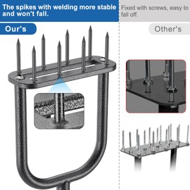 BeneLabel Manual Lawn Aerator Spike Tool with 8 Solid Spikes Handheld Grass Plug Aerators for Yard with Soft Rubber T-Handle Improving Lawn Health