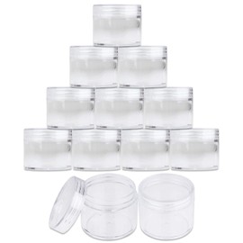 Beauticom 60 Grams/60 ML (2 Oz) Round Clear Leak Proof Plastic Container Jars with Clear Lids for Travel Storage Makeup Cosmetic Lotion Scrubs Creams Oils Salves Ointments (12 Jars)