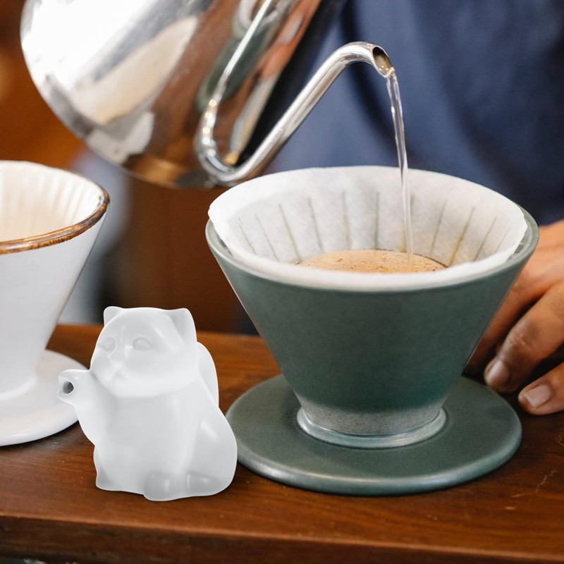 UPKOCH Mini Ceramic Cat Creamer Pitcher with Handle, 1.69oz/50ml White