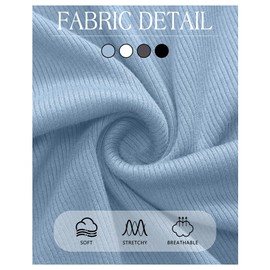 Riyiper 4 Pack Women's Maternity Shirts, Long Sleeve Cotton Ribbed Pregnancy Tee Top Crewneck Side Ruched Casual Mama Clothes(Black, Dark Gray, White, Light Blue,Small)