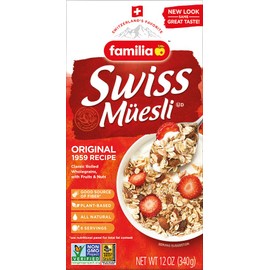 Familia Swiss Muesli Cereal, Original Recipe with Fruit and Nuts - Enjoy Hot, Cold or as Overnight Oats, 12 oz (Pack of 6)